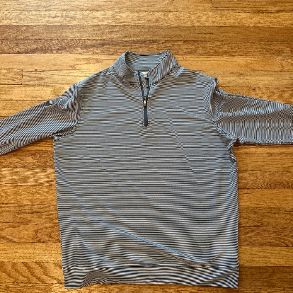 Peter Millar Gray Quarter Zip, striped